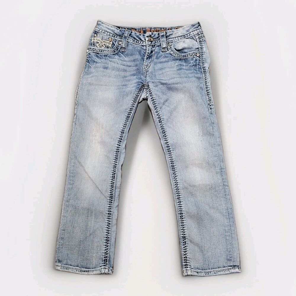 Rock Rival Jeans Ella CAPRI Size 27 SLIM Cut Bling Pockets Cowgirl Rodeo